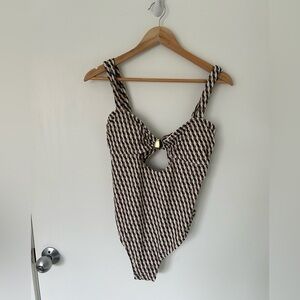 Cupshe Brown, Black & Cream Geometric Swimsuit